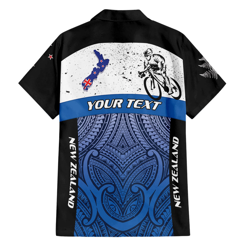 Personalised Cycling New Zealand Family Matching Off The Shoulder Long Sleeve Dress and Hawaiian Shirt Aotearoa Map Fern Maori Pattern LT22 - Polynesian Pride