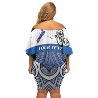 Personalised Cycling New Zealand Family Matching Off Shoulder Short Dress and Hawaiian Shirt Aotearoa Map Fern Maori Pattern LT22 - Polynesian Pride