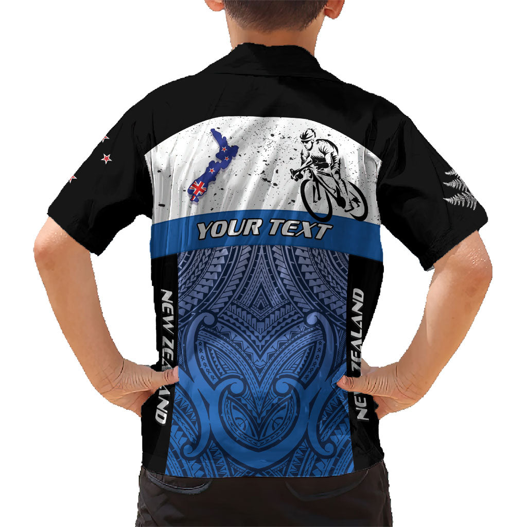 Personalised Cycling New Zealand Family Matching Summer Maxi Dress and Hawaiian Shirt Aotearoa Map Fern Maori Pattern LT22 - Polynesian Pride
