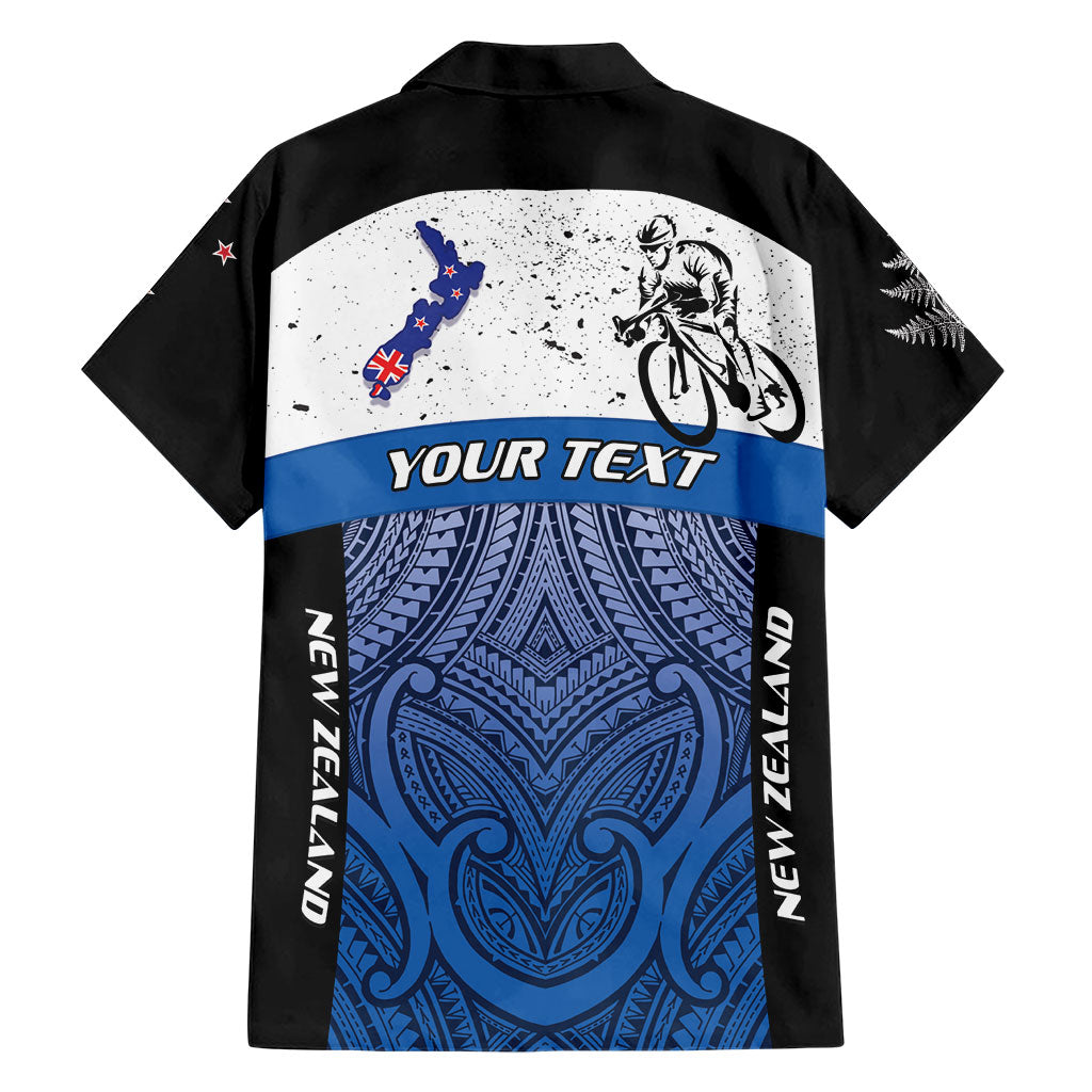 Personalised Cycling New Zealand Hawaiian Shirt Aotearoa Map Fern Maori Pattern