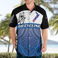 Personalised Cycling New Zealand Hawaiian Shirt Aotearoa Map Fern Maori Pattern