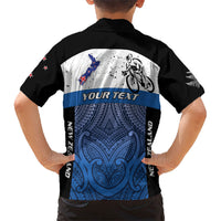 Personalised Cycling New Zealand Hawaiian Shirt Aotearoa Map Fern Maori Pattern