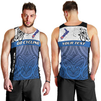 Personalised Cycling New Zealand Men Tank Top Aotearoa Map Fern Maori Pattern LT22 - Polynesian Pride