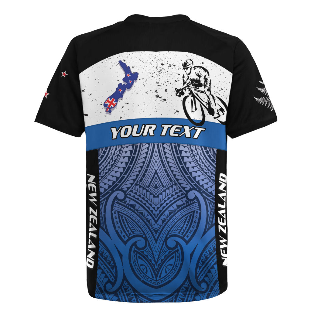 Personalised Cycling New Zealand Rugby Jersey Aotearoa Map Fern Maori Pattern LT22 - Polynesian Pride