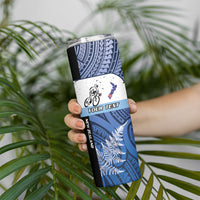 Personalised Cycling New Zealand Skinny Tumbler Aotearoa Map Fern Maori Pattern LT22 - Polynesian Pride