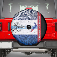 Personalised Cycling New Zealand Spare Tire Cover Aotearoa Map Fern Maori Pattern