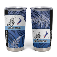 Personalised Cycling New Zealand Tumbler Cup Aotearoa Map Fern Maori Pattern