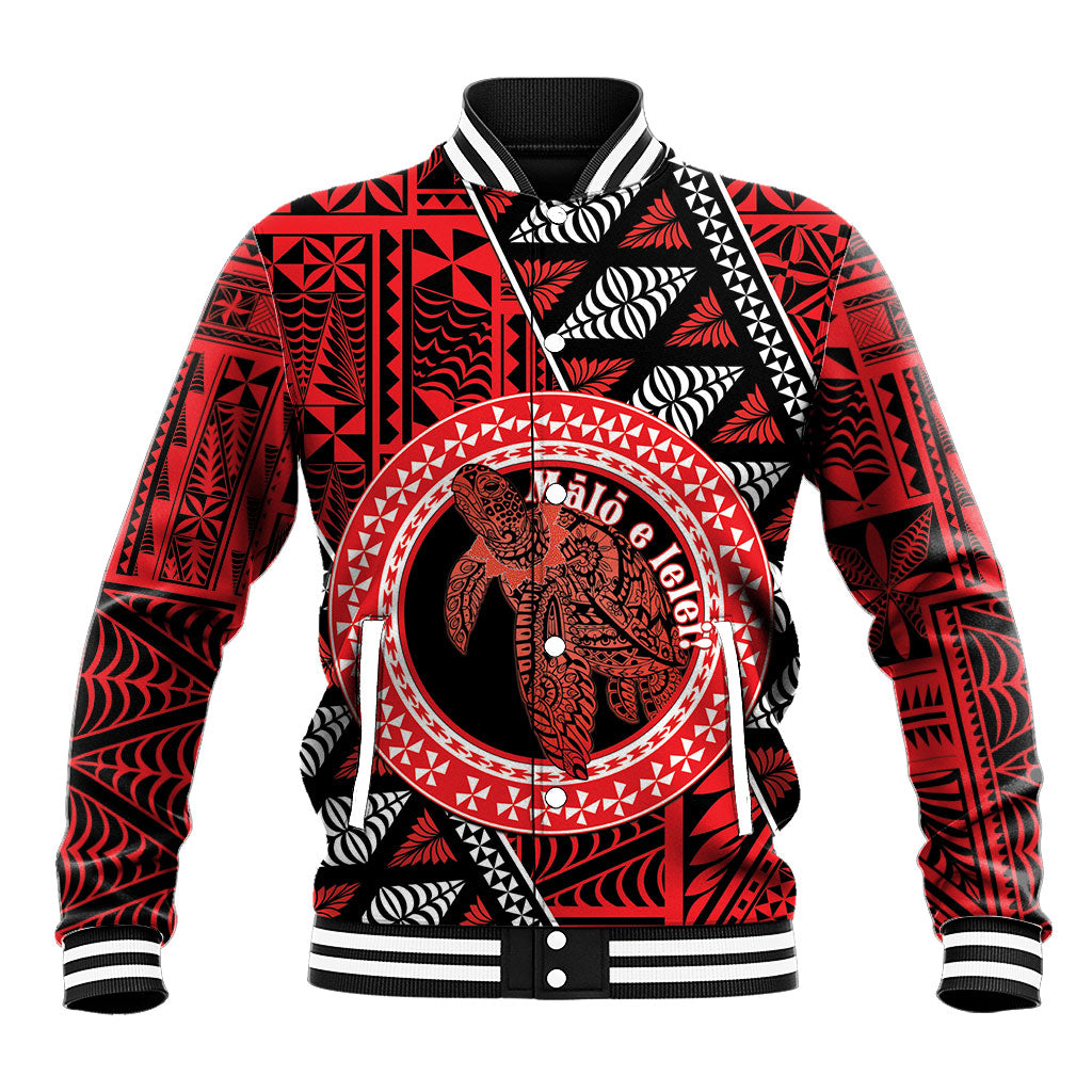 Personalised Tonga Language Week Baseball Jacket Heilala Turtle Malo E Lelei LT22 Unisex Red - Polynesian Pride