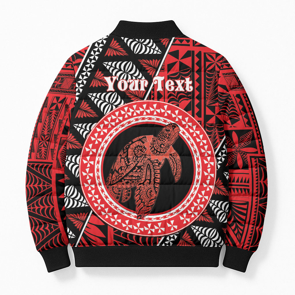 Personalised Tonga Language Week Bomber Puffer Jacket Heilala Turtle Malo E Lelei