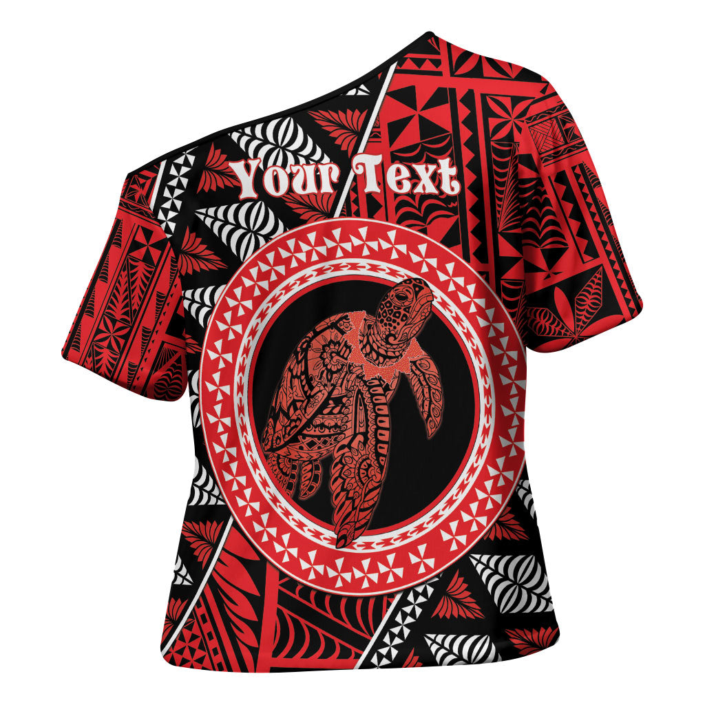 Personalised Tonga Language Week Cross Shoulder Shirt Heilala Turtle Malo E Lelei