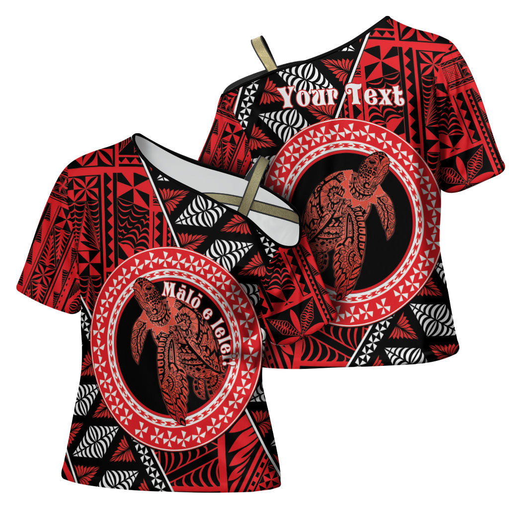Personalised Tonga Language Week Cross Shoulder Shirt Heilala Turtle Malo E Lelei