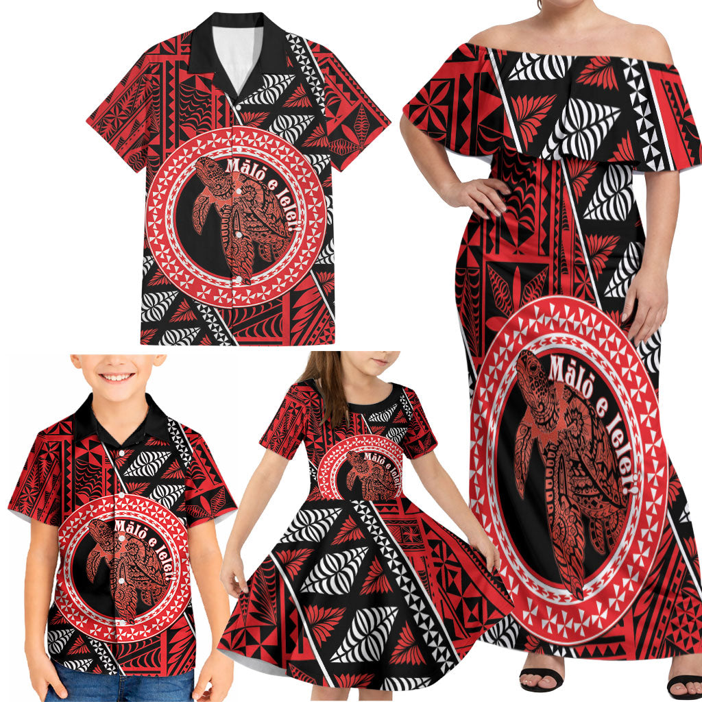 Personalised Tonga Language Week Family Matching Off Shoulder Maxi Dress and Hawaiian Shirt Heilala Turtle Malo E Lelei LT22 - Polynesian Pride