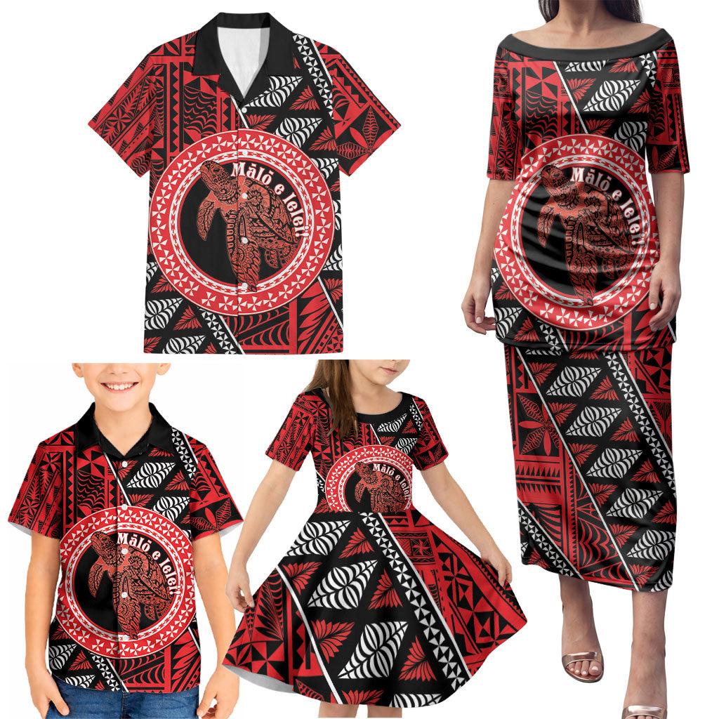 Personalised Tonga Language Week Family Matching Puletasi and Hawaiian Shirt Heilala Turtle Malo E Lelei