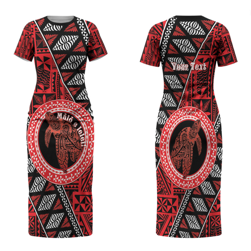 Personalised Tonga Language Week Family Matching Short Sleeve Bodycon Dress and Hawaiian Shirt Heilala Turtle Malo E Lelei