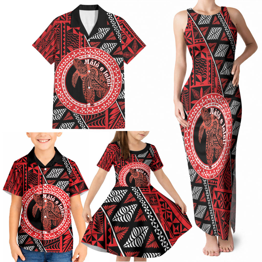 Personalised Tonga Language Week Family Matching Tank Maxi Dress and Hawaiian Shirt Heilala Turtle Malo E Lelei LT22 - Polynesian Pride