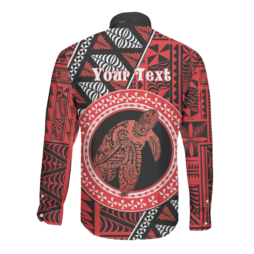 Personalised Tonga Language Week Long Sleeve Button Shirt Heilala Turtle Malo E Lelei