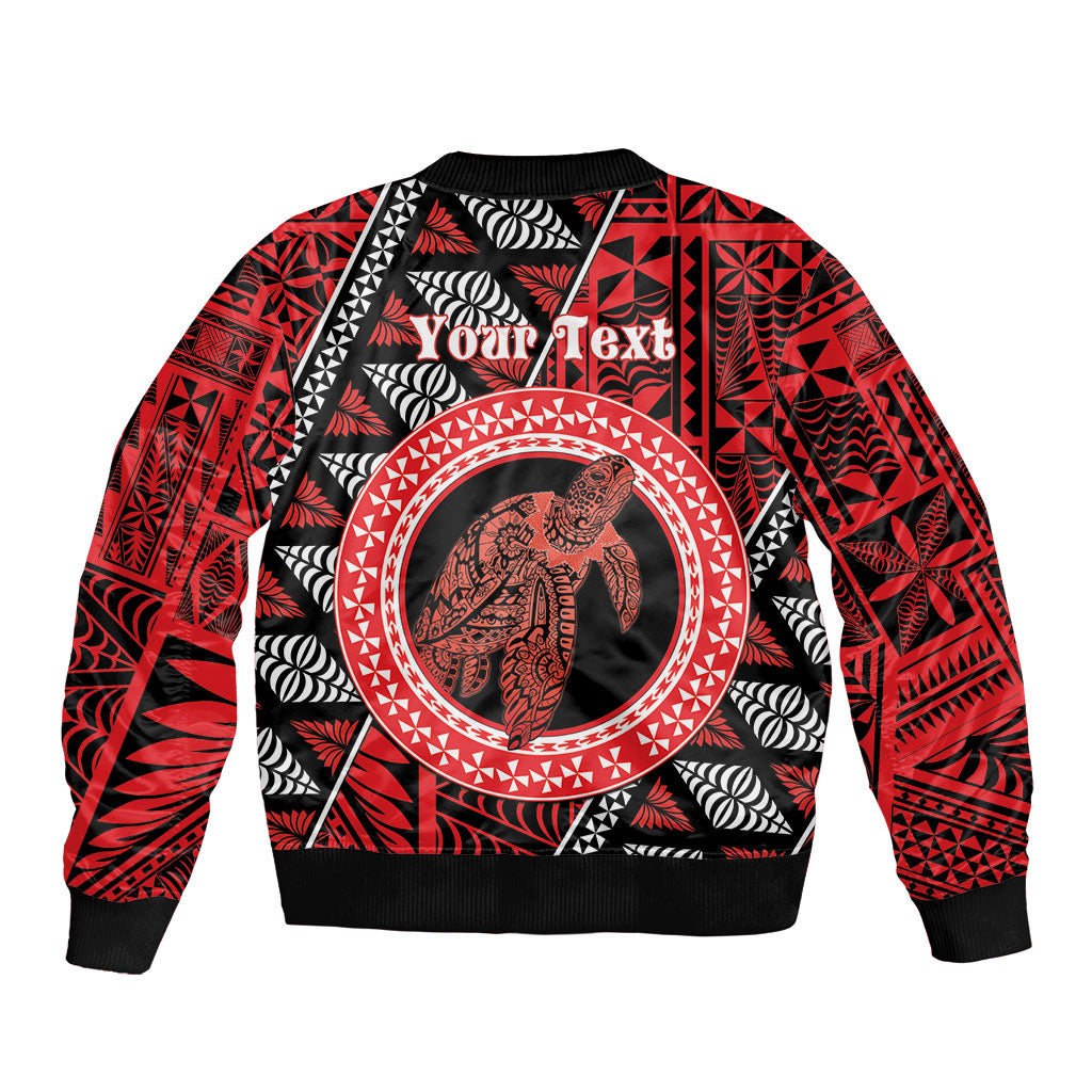 Personalised Tonga Language Week Sleeve Zip Bomber Jacket Heilala Turtle Malo E Lelei