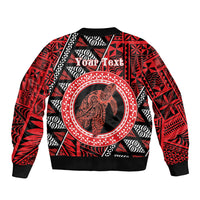 Personalised Tonga Language Week Sleeve Zip Bomber Jacket Heilala Turtle Malo E Lelei