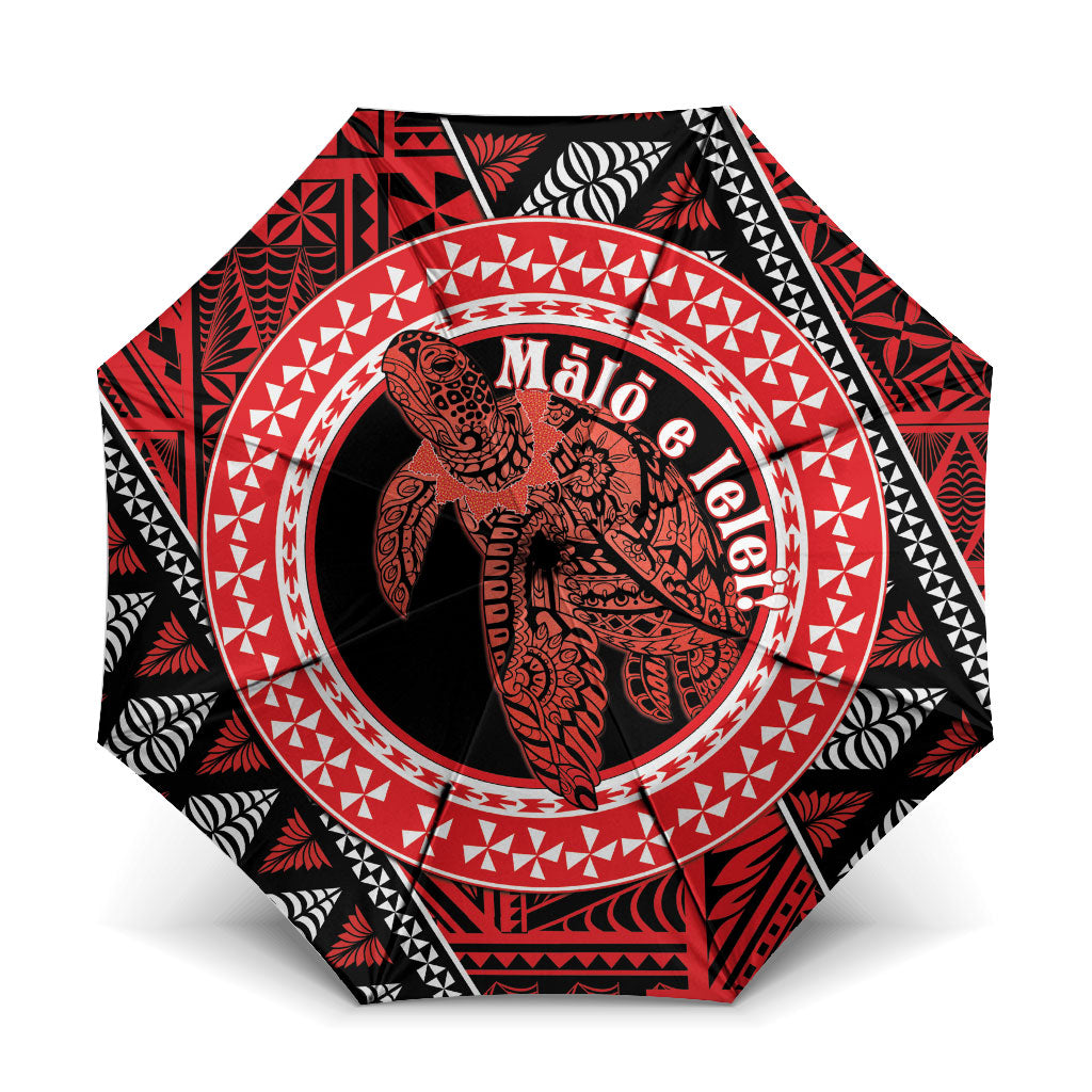 Tonga Language Week Umbrella Heilala Turtle Malo E Lelei LT22 One Size Folded 11.42 inch Opened Diameter 37.4 inch Red - Polynesian Pride