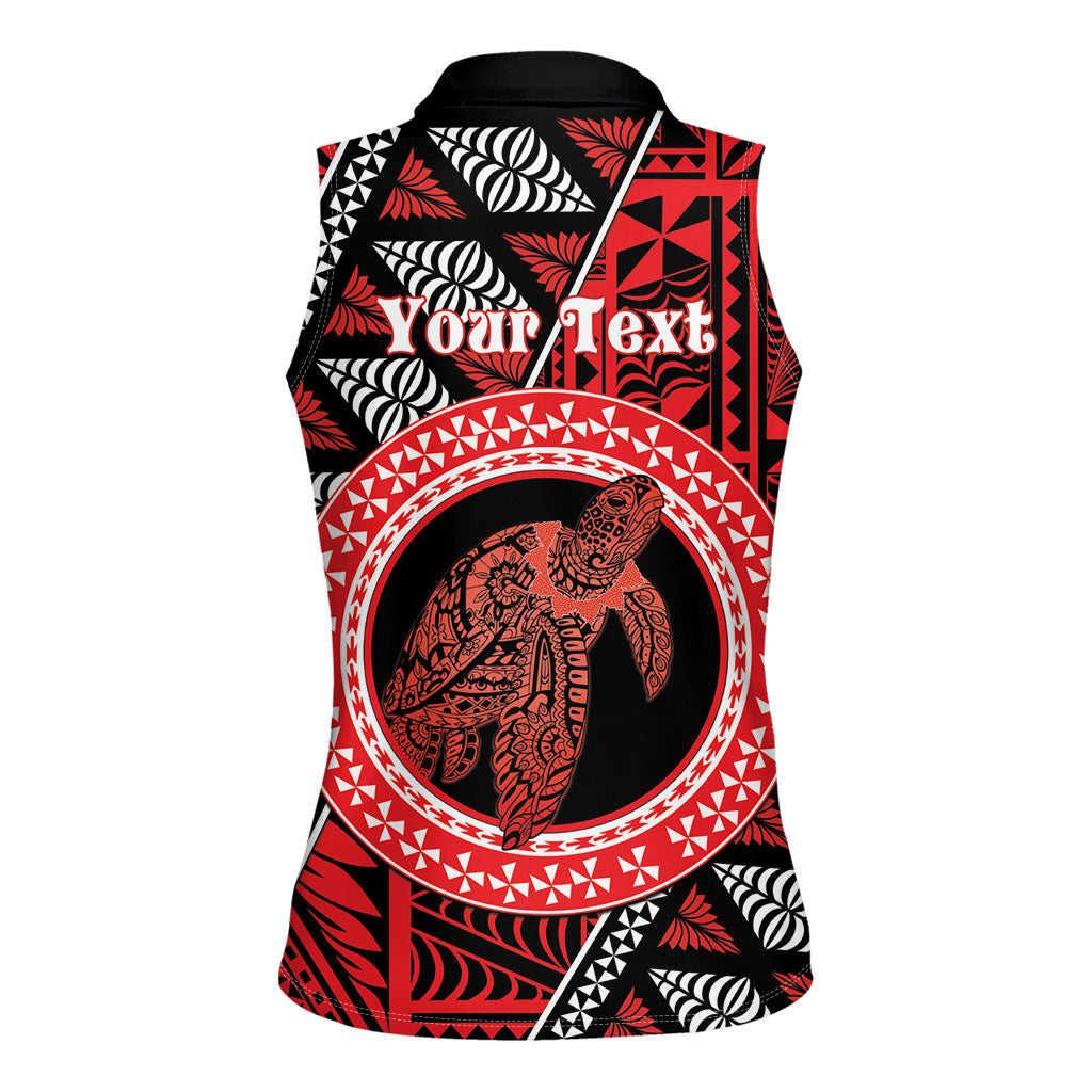 Personalised Tonga Language Week Women Sleeveless Polo Shirt Heilala Turtle Malo E Lelei