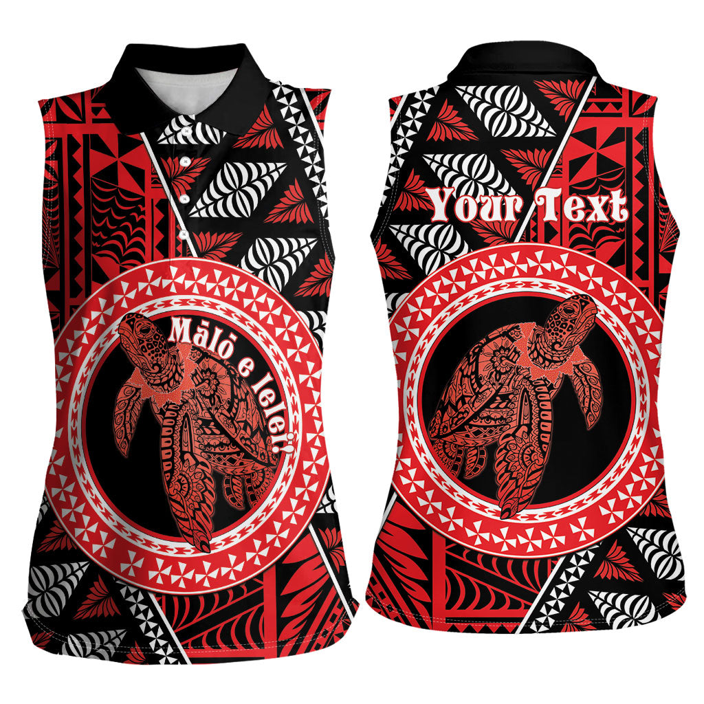 Personalised Tonga Language Week Women Sleeveless Polo Shirt Heilala Turtle Malo E Lelei