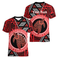 Personalised Tonga Language Week Women V-Neck T-Shirt Heilala Turtle Malo E Lelei