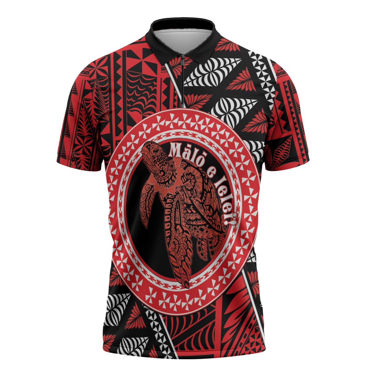 Personalised Tonga Language Week Zipper Polo Shirt Heilala Turtle Malo E Lelei