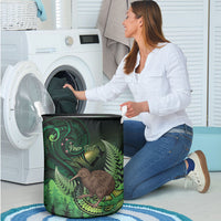Kiwi New Zealand Personalised Laundry Basket Aotearoa Map Silver Fern Koru Pattern LT22 - Polynesian Pride