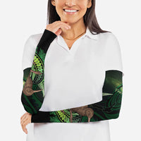 Kiwi New Zealand Personalised Arm Sleeves Aotearoa Map Silver Fern Koru Pattern