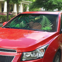 Kiwi New Zealand Personalised Auto Sun Shade Aotearoa Map Silver Fern Koru Pattern