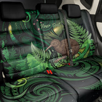 Kiwi New Zealand Personalised Back Car Seat Cover Aotearoa Map Silver Fern Koru Pattern LT22 - Polynesian Pride