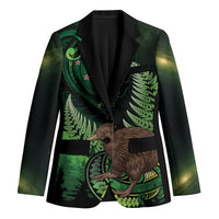 Kiwi New Zealand Personalised Blazer Aotearoa Map Silver Fern Koru Pattern