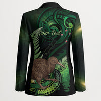 Kiwi New Zealand Personalised Blazer Aotearoa Map Silver Fern Koru Pattern