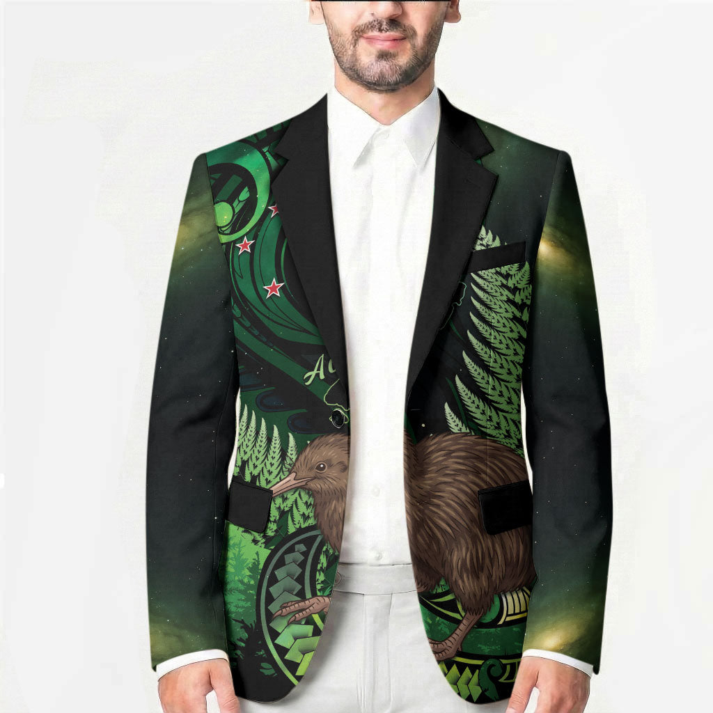 Kiwi New Zealand Personalised Blazer Aotearoa Map Silver Fern Koru Pattern