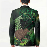 Kiwi New Zealand Personalised Blazer Aotearoa Map Silver Fern Koru Pattern