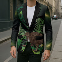 Kiwi New Zealand Personalised Blazer Aotearoa Map Silver Fern Koru Pattern