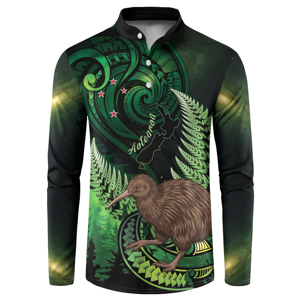 Kiwi New Zealand Personalised Button Sweatshirt Aotearoa Map Silver Fern Koru Pattern