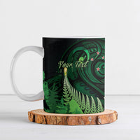 Kiwi New Zealand Personalised Ceramic Mug Aotearoa Map Silver Fern Koru Pattern