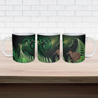 Kiwi New Zealand Personalised Ceramic Mug Aotearoa Map Silver Fern Koru Pattern