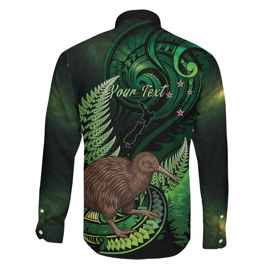 Kiwi New Zealand Personalised Family Matching Off The Shoulder Long Sleeve Dress and Hawaiian Shirt Aotearoa Map Silver Fern Koru Pattern LT22 - Polynesian Pride