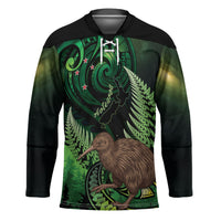 Kiwi New Zealand Personalised Hockey Jersey Aotearoa Map Silver Fern Koru Pattern