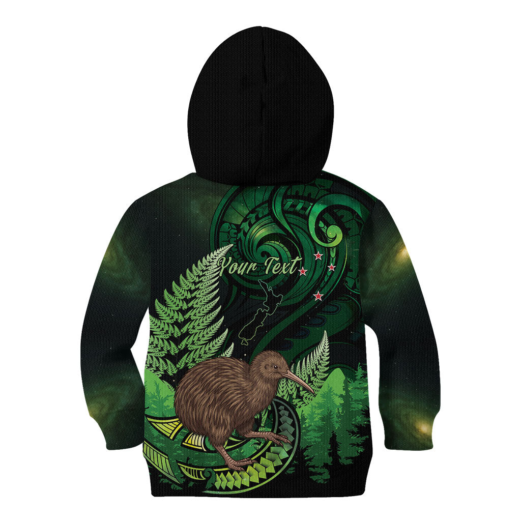 Kiwi New Zealand Personalised Kid Hoodie Aotearoa Map Silver Fern Koru Pattern LT22 - Polynesian Pride