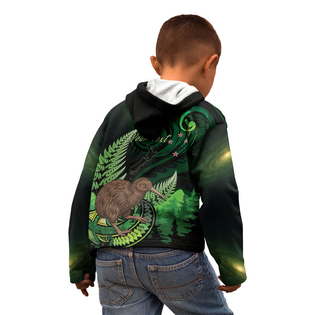 Kiwi New Zealand Personalised Kid Hoodie Aotearoa Map Silver Fern Koru Pattern LT22 - Polynesian Pride