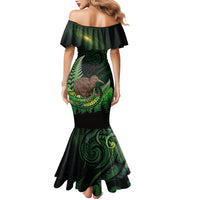 Kiwi New Zealand Personalised Mermaid Dress Aotearoa Map Silver Fern Koru Pattern