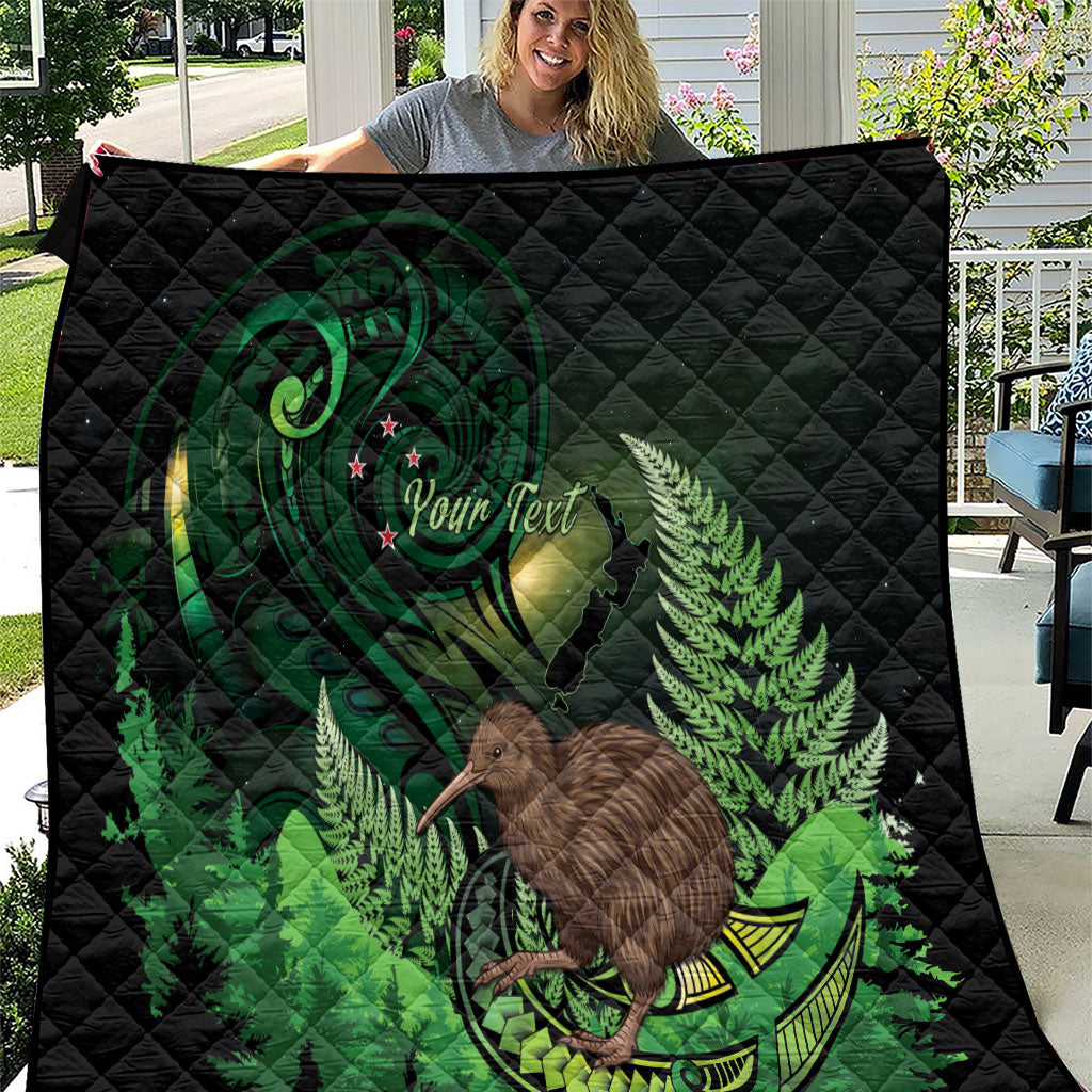 Kiwi New Zealand Personalised Quilt Aotearoa Map Silver Fern Koru Pattern