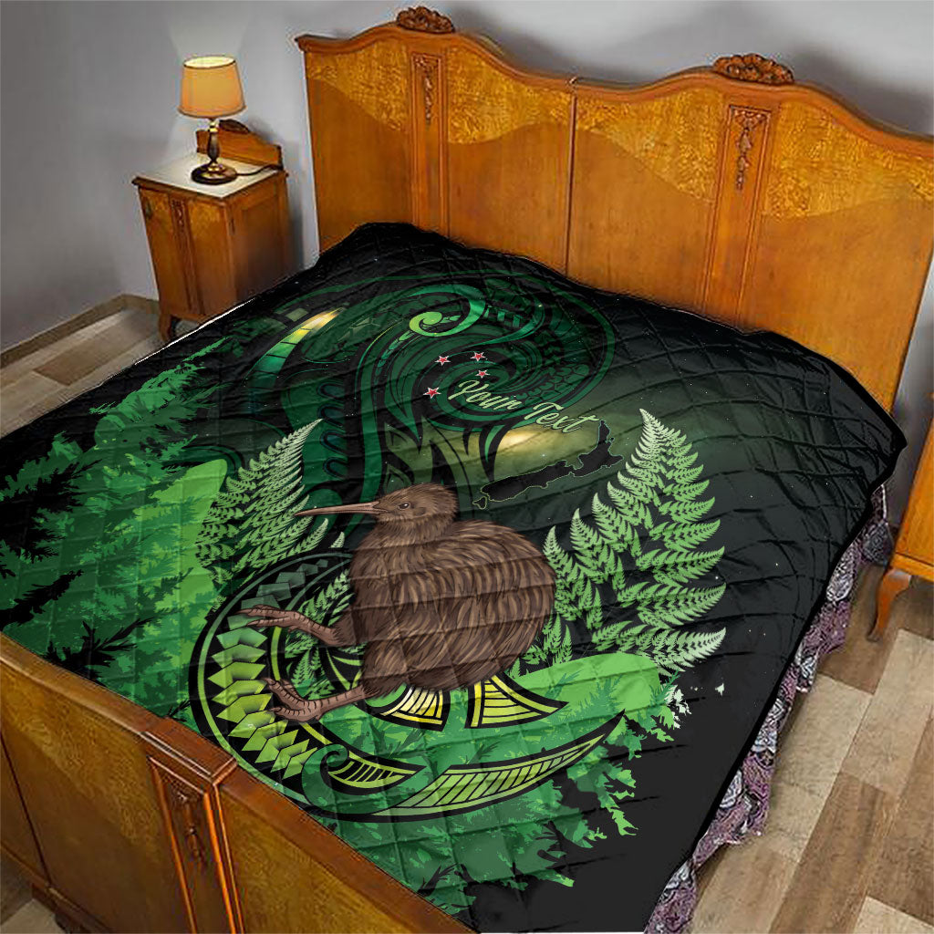 Kiwi New Zealand Personalised Quilt Aotearoa Map Silver Fern Koru Pattern