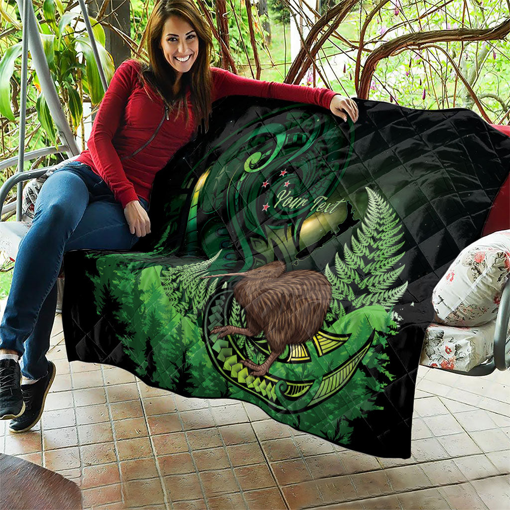 Kiwi New Zealand Personalised Quilt Aotearoa Map Silver Fern Koru Pattern