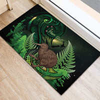 Kiwi New Zealand Personalised Rubber Doormat Aotearoa Map Silver Fern Koru Pattern