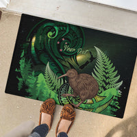 Kiwi New Zealand Personalised Rubber Doormat Aotearoa Map Silver Fern Koru Pattern