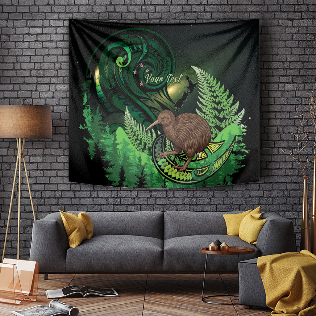 Kiwi New Zealand Personalised Tapestry Aotearoa Map Silver Fern Koru Pattern